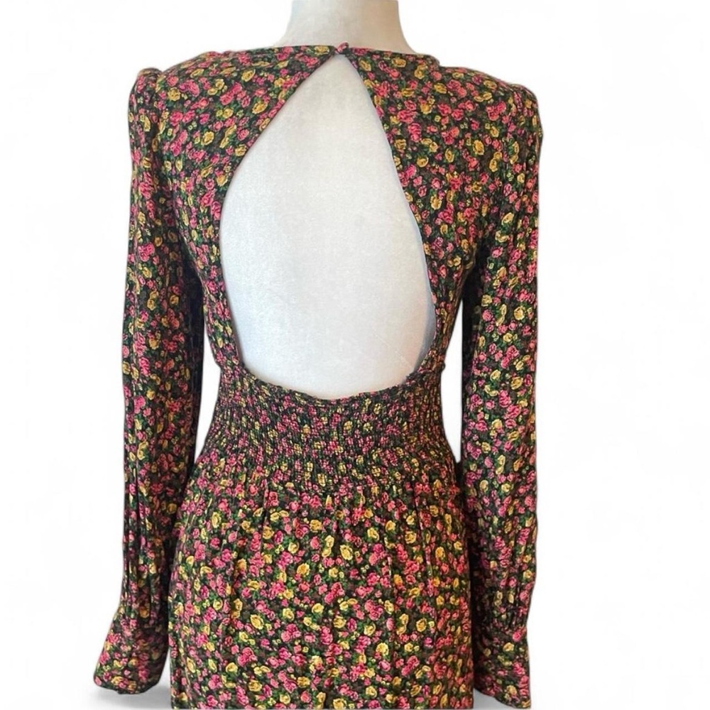 Floral Long Sleeve Maxi Dress in Black and Pink - Picture 3 of 12